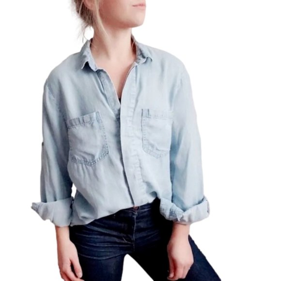 Anthropologie Tops - Anthropology- Cloth & Stone Split-Back ChambrayButtondown Shirt Top